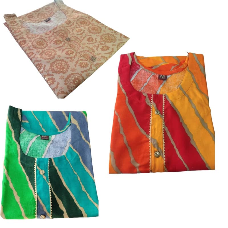Marusagar Impex Color Cotton Pack of 3 Casual wear Kurti (MI_CTYL_STRGR_STRYL)-image-19