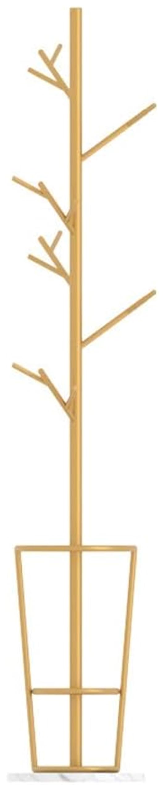 FCXWEVR Coat Rack Coat rack floor coat rack, creative branch, iron coat rack, marble base, coat rack with umbrella rack, coat hanger, floor stand holder coat rack (Color : Gold White)