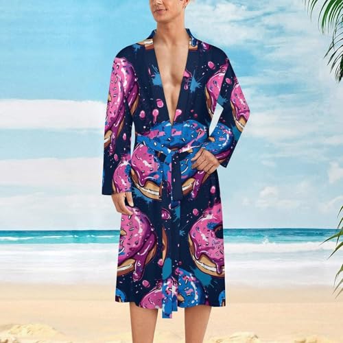 Food Donut Men's Soft Robes Lightweight Long Bathrobe Loungewear for Bath Shower2