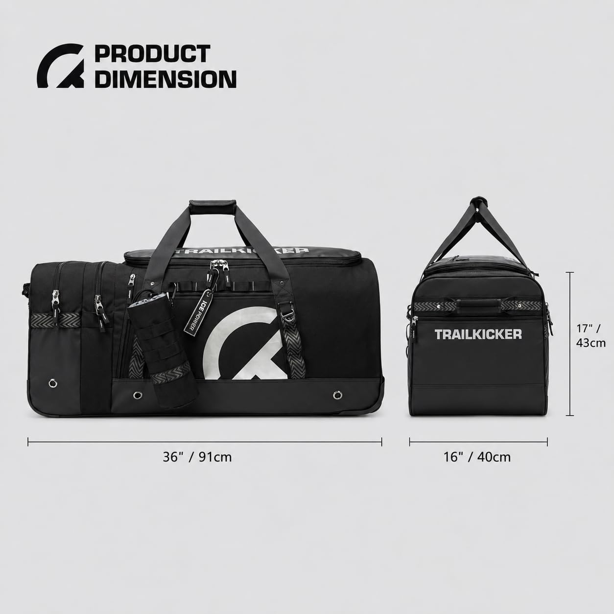 TRAILKICKER Sac de hockey extra large avec roues, sac de transport durable pour équipement de sport avec plusieurs poches, idéal pour le hockey sur glace et les équipements de sport, noir