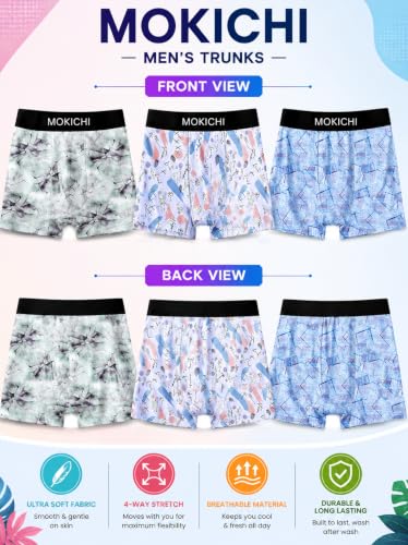 Image of Men's Printed Boxer Briefs | Comfortable Trunk-Style Innerwear with Elastic Waistband | Multicolor Pack of 3