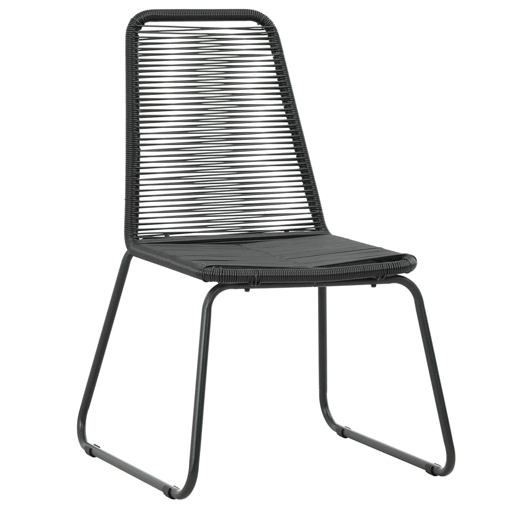 Juego de 2 sillas de jardín de polirratán negro, sillas de ratán PE sobre marco de acero, asientos ergonómicos ligeros e impermeables de hasta 110 kg, fácil de montar para terraza y jardín
