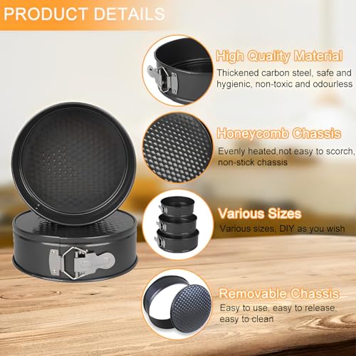 Miniatura 4 de Molde Desmontable,3 Piezas Molde Tarta Desmontable 20 22 24cm ,Con Capa Revestimiento Antiadherente Fondo Profesional Spring Forma Molde De Horno,Para Ideal Para Tartas De Queso Y Esponjas Redondos