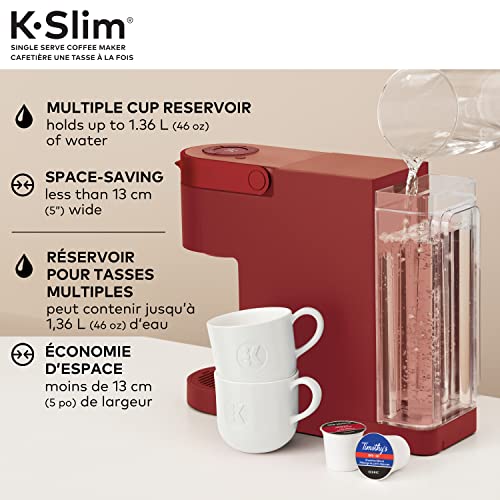 Image of Keurig K-Slim Single Serve K-Cup Pod Coffee Maker, Featuring Simple Push Button Controls And MultiStream Technology, Scarlet Red