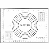 CandyKiki クッキングマットレッド・ブラック パンこね台 クッキングマット パン作り ズレない パン シート シリコンマット ベーキングシートキッチン用 目盛り付き 製菓道具 調理台保護シート 汚れ防止シリコンマット (50*40, ブラック)