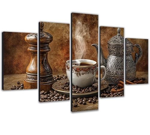 Broderie diamant café kit complet avec grand canvas 125x80cm pour adulte