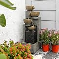 YZM 5-Tier Water Fountain Outdoor Garden Waterfall Fountains Indoor Bowl Cascading Water Feature with Led Lights for Home Deck Patio Porch Yard Decor 37.4" H