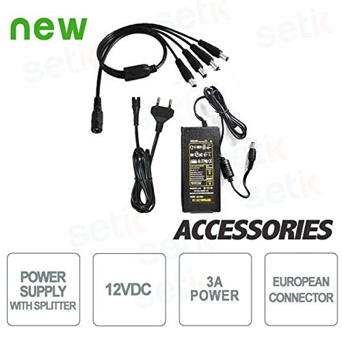 Alimentatore EZDIYWORLD DC 12V 3A 3000mA Per Telecamera CCTV, Cavo 3ft, Nuovo