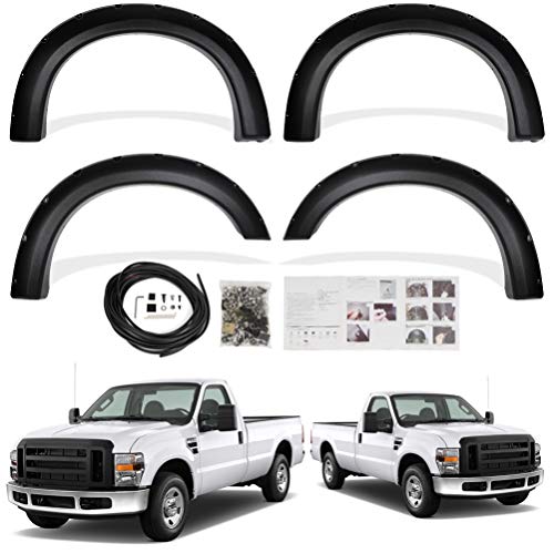 Black Textured Fender Flares Replacement For Ford For F-250 Super Duty 2008-2010 For Ford For F-350 Super Duty 2008-2010 with Front & Rear Wheel Fender Flare 4 PCS Set