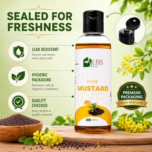Image of Pure Mustard Oil 100% Extra Virgin Cold Pressed | Natural Carrier for Hair, Scalp & Skin Care | Deep Moisturizing Formula for Healthy Looking Hair & Daily Massage | 100ml (Pack of 2)