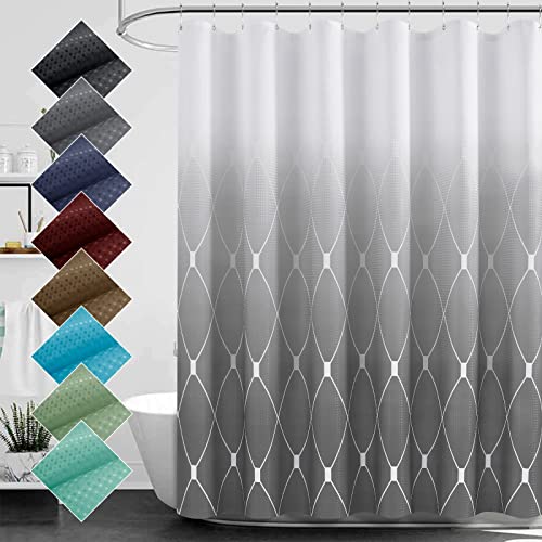 Light Grey Shower Curtain, Ombre Waffle Weave Waterproof Cloth Fabric Shower Curtains Liner For Bathroom With Hooks, Home Spa Luxury Hotel Style, Machine Washable, 72 Inch, Light Gray #TOP9