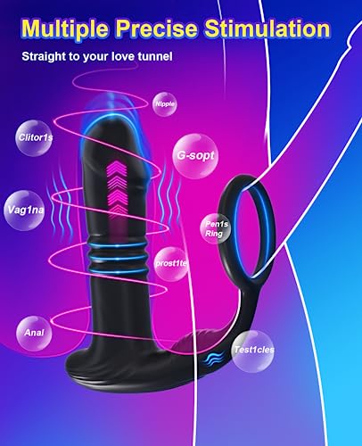 Thrusting Vibrator Dildo Anal Sex Toys For Men, G Spot Vibrator Anal Plug Male Sex Toy With 6 Thrusting & 10 Vibrating Modes, App Remote Control Anal Dildo Protate Massager Stimulator With Cok Ring #TOP4