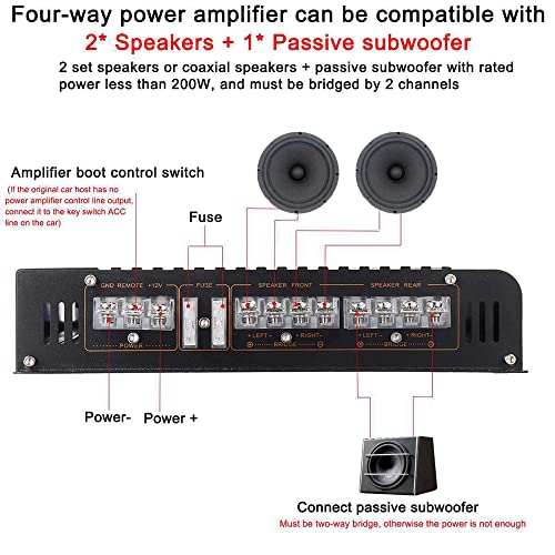 Weytoll 4-Channel Audio Power Amplifier 7900W High Power Amp. Four-Way 12.0V Car Stereo Power Amplifier Class A/B #TOP3
