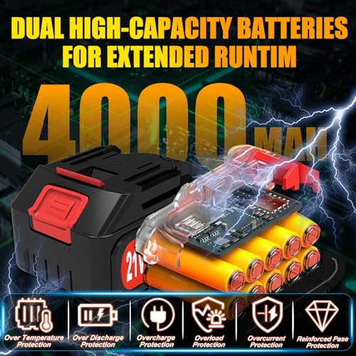 Image of Leaf Blower Cordless with 2 x 4.0Ah Battery and Charger, 600,000 RPM Turbo Air Jet Blower, Lightweight Handheld Blower with Adjustable Speed for Patio Cleaning, Lawn Care, Car, Blowing Leaves and Dust