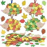 Orifinter Bastelset Kinder 3 4 5 6 Jahre, 12 Ige Herbst Basteln mit Kindern, EVA Bastelset Herbst, Moosgummi Schablonen, Wackelaugen, Ahornblatt Selbstklebendes