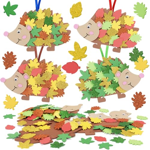 Igel Bastelset Herbst - 12-teiliges DIY Set Mit Moosgummi Für Kinder