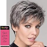 Ellen Wille Spring Hi Wig Petite Avg Cap Color Salt Pepper Mix Wigs 2.5" Short Natural Lace Front Hairline Synthetic Monofilament Crowne Neck Hugging Nape Peluca