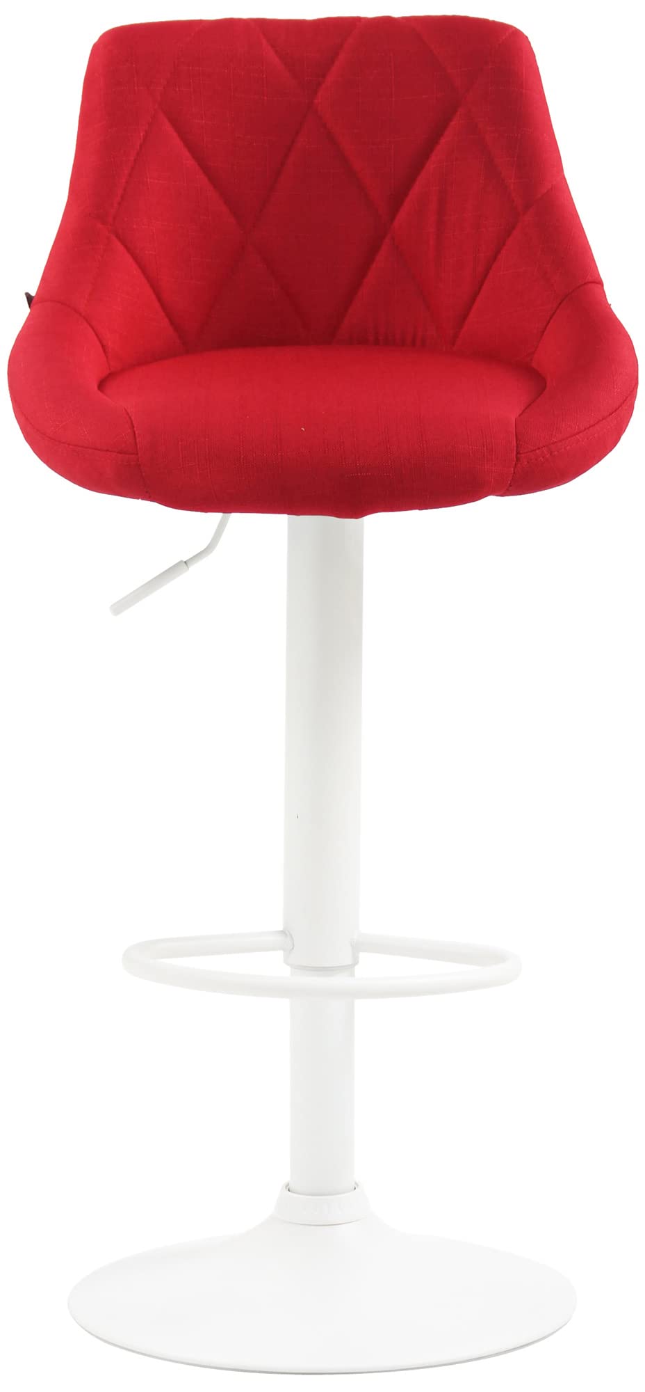 CLP Sgabello Design Lazio In Stoffa I Sedia Cucina Girevole E Regolabile 83-104 CM Con Poggiapiedi I Sgabello Bar Imbottito | Colore rosso Colore del telaio bianco