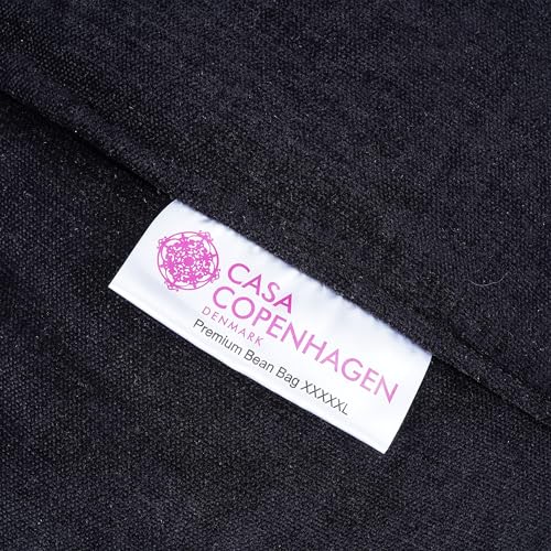 Image of Casa Copenhagen Premium Designer Fabric Bean Bag Chair, Filled with Beans | Capacity: Upto 7 Ft Height, 200 KG Weight | 5XL |Bird Black