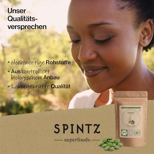 SPINTZ® 200 Stk. Bio Chlorella Bio Presslinge 100% kontrolliert biologischer Anbau | Vegane Tabletten 500mg/Tab… – Ansicht 3