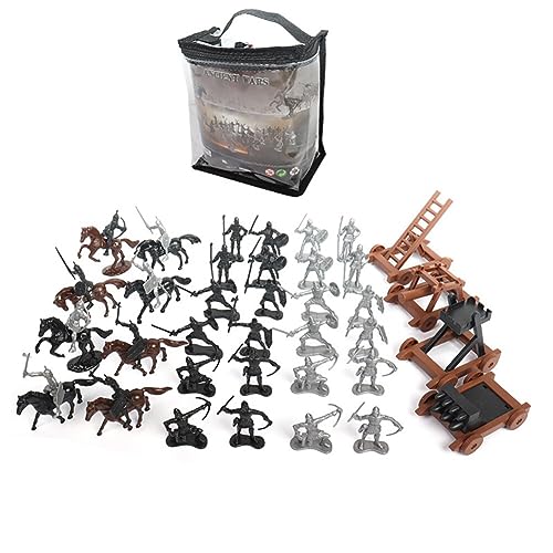 Uposao 36 piezas de soldados medievales minifiguras militares de plástico figuras militares juego medievales soldados romanos caballeros guerreros caballos arquero militar juguetes militares