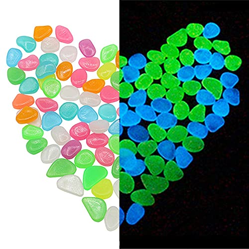wastreake Pedra luminosa, 100 peças de pedra luminosa 20 – 30 mm resina brilhante no escuro pedrinha