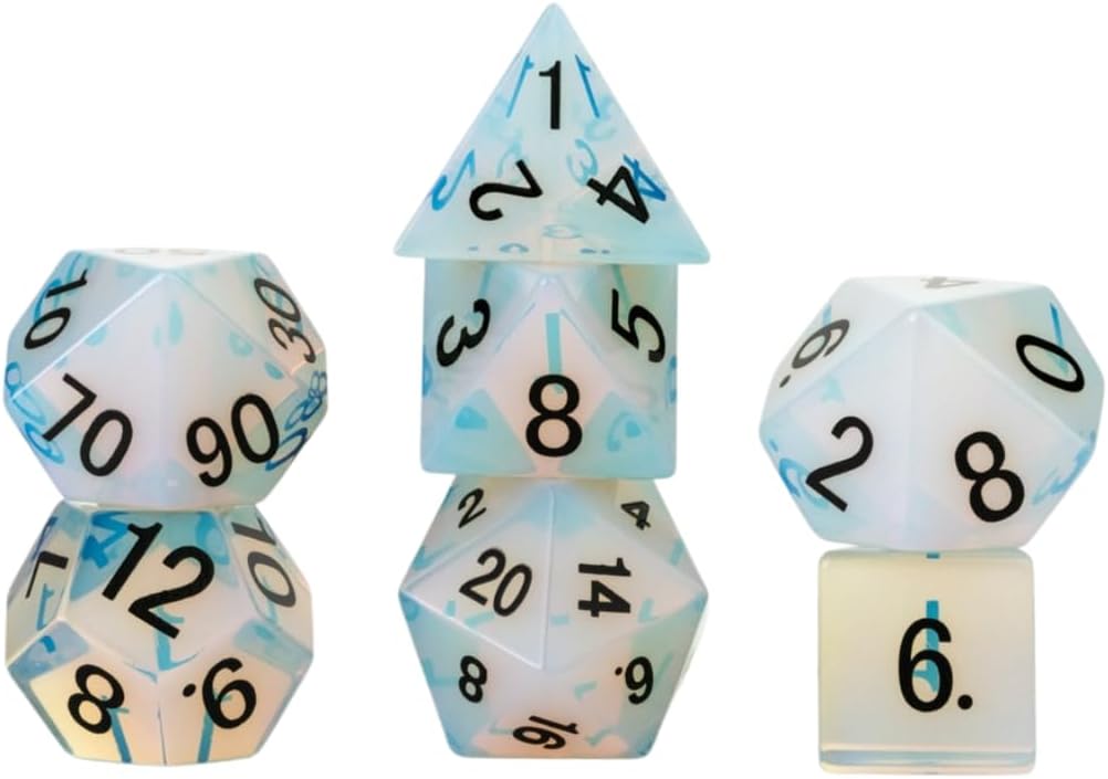 FanRoll Mystic Mines Opalite: 16mm Stone Polyhedral Dice Set