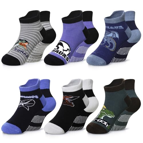Image of Eyean Kids Ankle Cotton Socks Cute Animal Pattern Soft Non Slip Boys Girls No Show Socks 6 Pairs