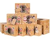 Moretoes 12pcs Christmas Cookie Boxes for Gift Giving 8.25x6x2.75 Bakery Boxes with Window, Xmas Treat Boxes with Ribbons and Gift Tags for Cupcakes, Donuts, Candy