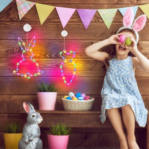 Lampe de carotte de lapin LED de Pâques esthétique à piles