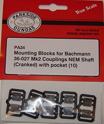 Peco Parkside PA34 OO Scale Mounting Blocks For Bachmann 36-027 Mk2 Couplings, Nem Shaft (Cranked) With Pocket
