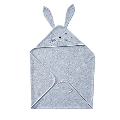 Seventex Pure Organic Baby Towel Set, Hooded Blue Towel With Ears (90x90cm)...