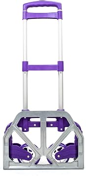 Folding Hand Truck Aluminium Portable Hand Cart 170 lbs Capacity for Auto, Office,Travel Use Purple