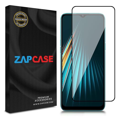 Image of ZAP CASE HD Plus Tempered Glass Screen Protector Compatible For Realme 5s (Black) Edge To Edge Coverage With Easy Installation Kit