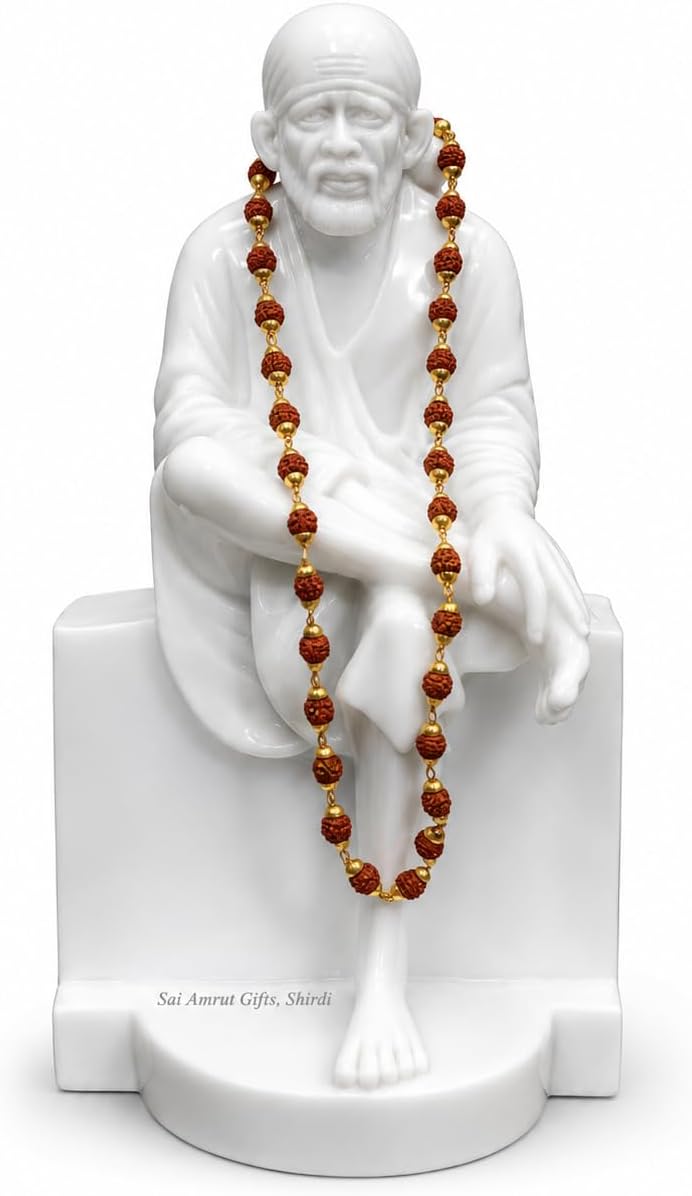 Sai Amrut Gifts Dust Marble Sai Baba Statue Decorative Showpiece - 12Inch (Marble, White)