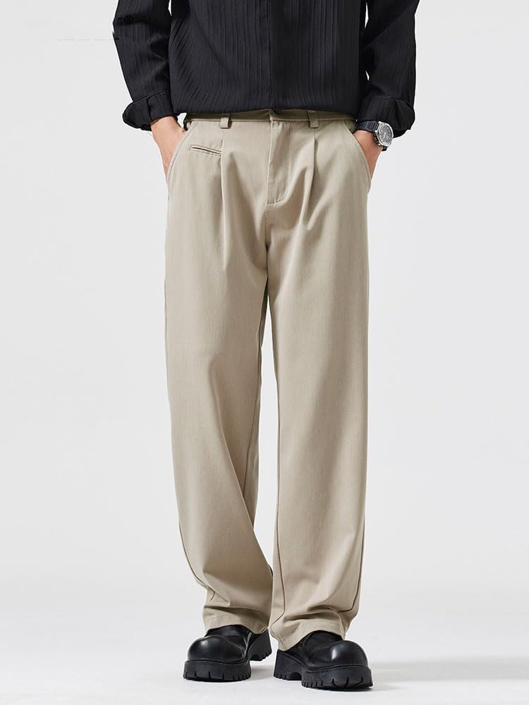 Men's Business Dress Pants Relaxed Wide Big Size Drop Long Trousers Pants for Men
