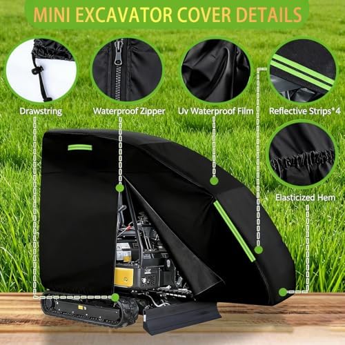 Mini Excavator Cover for Rippa R10 / R10-5 ECO 2021-2026, Water Resistant Compact Excavator Storage Cover, All-Weather Outdoor Protection for Small Digger - 3
