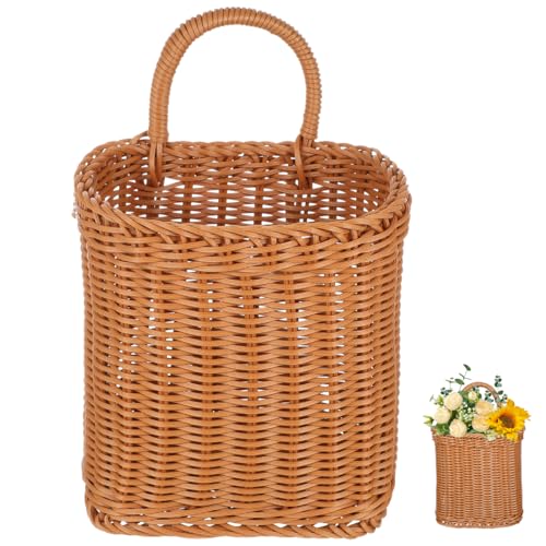 Luxshiny Handmade Woven Wall Hanging Basket Brown Plastic Large Size