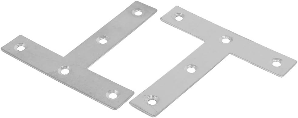 Aexit 80mmx80mm T Shelf Brackets & Supports Shape Flat Fixing Plate Corner Brace Angle Bracket Silver Brackets Tone 10pcs