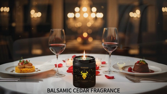Image of Taurus Zodiac Candles with Aventurine Crystals, Balsamic Cedar Scent | Astrology Taurus Birthday Gifts for Women Men, Black Gift Box, 7 oz Soy Candle, 50 Hour Burn Time, Black Jar