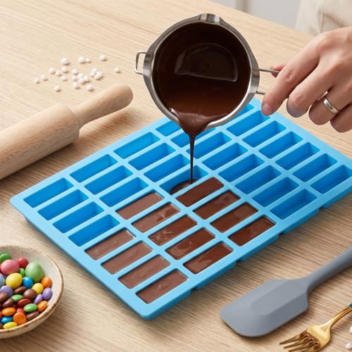 YIMINGMOLD 40 Cavity Narrow Rectangle Silicone Caramel Candy Molds For Chocolate Bar Truffles Jelly Brownie Set Of 2 by YIMINGMOLD - Image 4