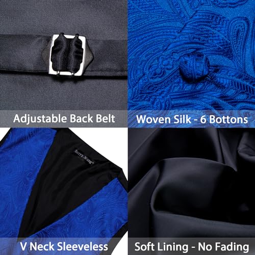 Image of Barry.Wang Formal Men Flower Vest Paisley Jacquard Silk Ties Suit Waistcoat Set Wedding 5PCS