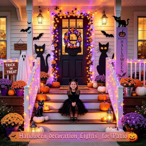 JMEXSUSS 100-Count 33' Orange & Purple Halloween Fairy Lights w/ Remote & Timer (USB) - image 5