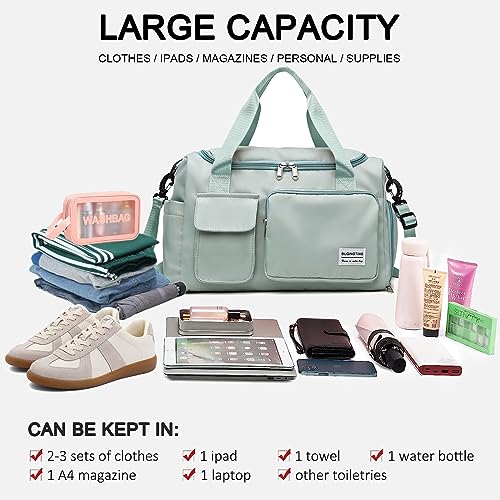Image of Small Gym Bag for Women, Travel Duffle Bag Carry On Weekender Bag with Shoe Compartment