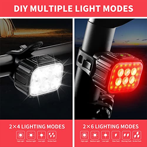 Baluoqi Q6 HEAD AND TAIL LIGHT Bike Headlight-Taillight Combinations Rechargeable Bicycle Lights Super Bright Bicycle Headlight And Taillight Set Led Mountain Bike Lights Front And Back Flashlight thumb #5