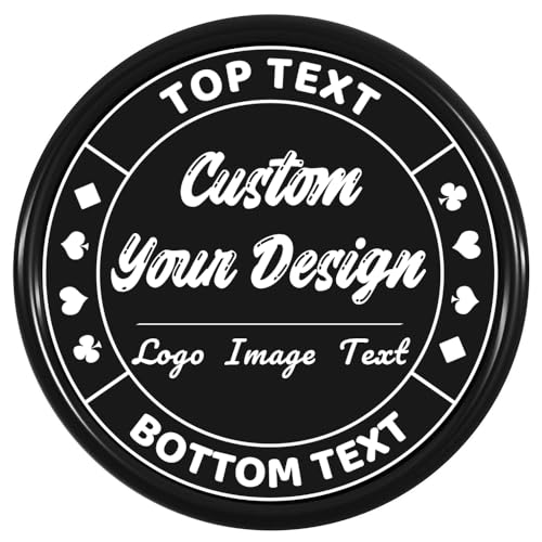 MANBATTLE 200 Custom Poker Chips, Drink Token Chips Personalized Your Own Logo, Image and Text, Double Sided Full Color Printing Custom Tokens for Bar, Party, Business Cards and Promotions (Black)