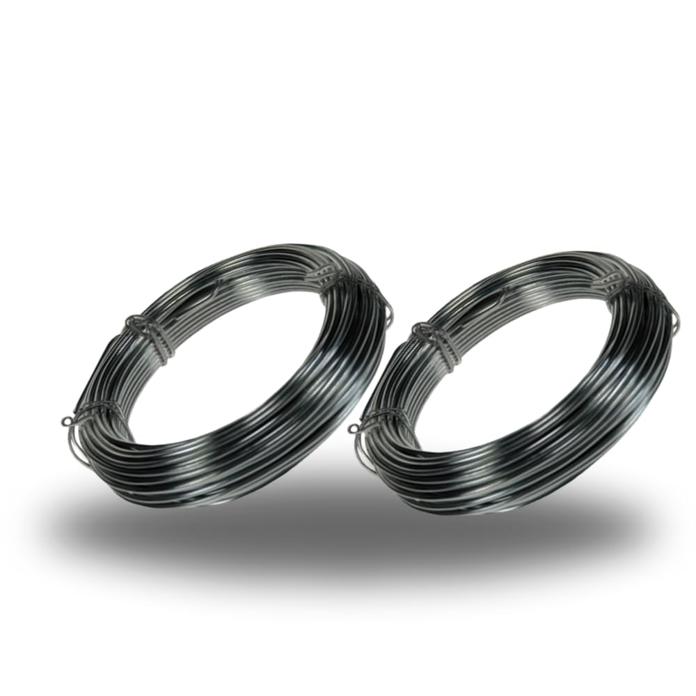 Black Plastic Coated Garden Wire 2 Pack 15m x 1.6mm - Galvanised Steel Heavy Duty Garden Wire for Climbing Plants, Roses & Vegetables - Strong Plant Ties (30m Total)