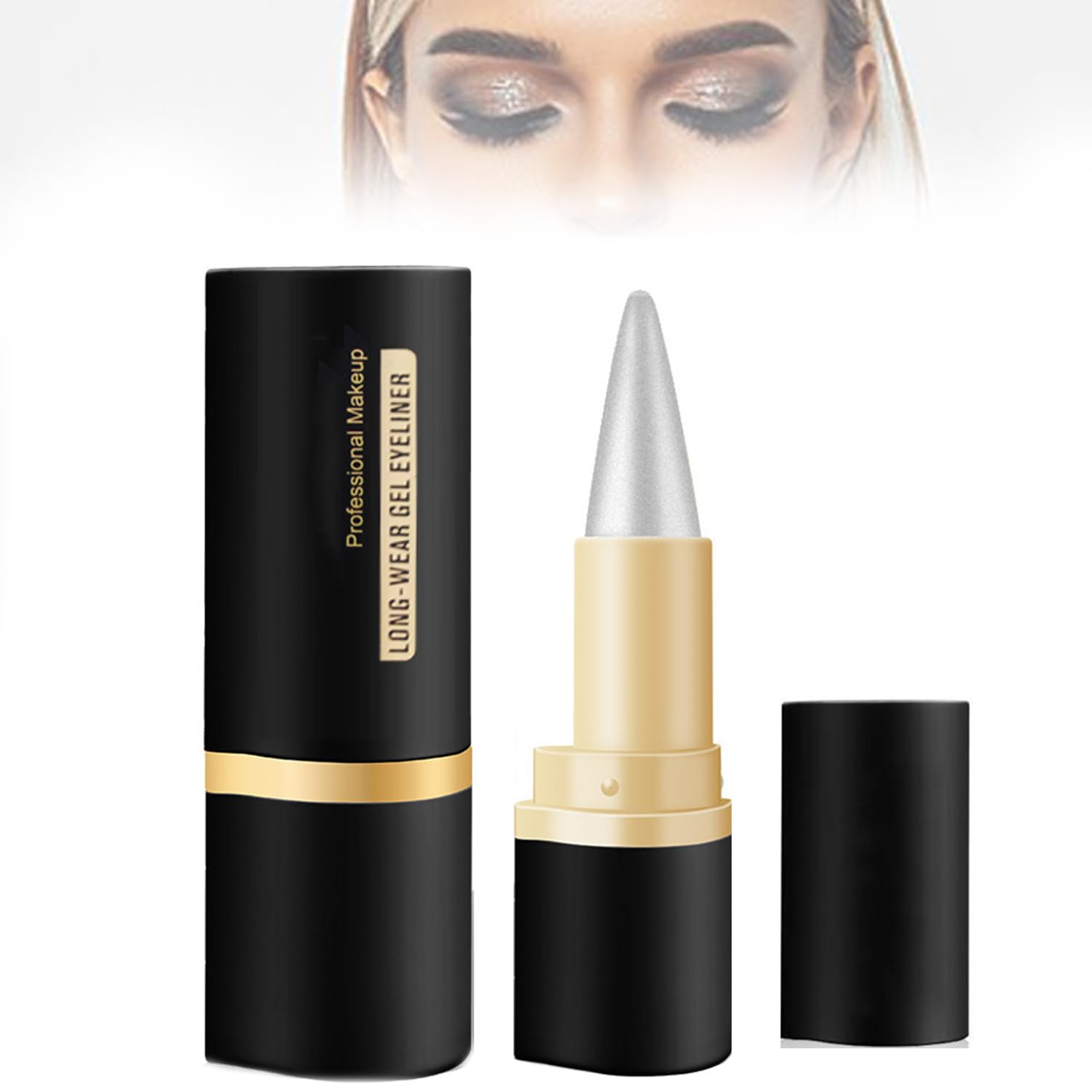Mikabila Gel Eyelinerl Eyeliner,Lápiz Delineador de Ojos de Gel Negro,Delineador de Ojos en Crema a Prueba de Manchas,Lápiz Delineador de Ojos Negro en Gel de Secado Rápido,(#01 White)