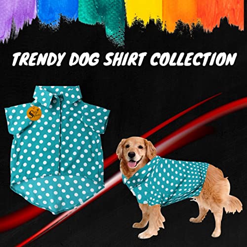 Image of Sage Square Funky Soft Material Dog Shirt | Cool /Funky Print Pet | Soft Light Weight | Comfortable & Breathable Dog Clothing | Trendy Vest Outfit (Polka Sky Blue) (Large - 22inch)