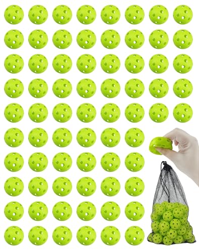 Mini Plastic Practice Balls for Baseball & Softball - Small Soft Ball for Baseballs Hitting Pitching Batting Training Limited Flight Indoor & Outdoor Diameter 1.65in (Fluorescent Green 70 Pack)